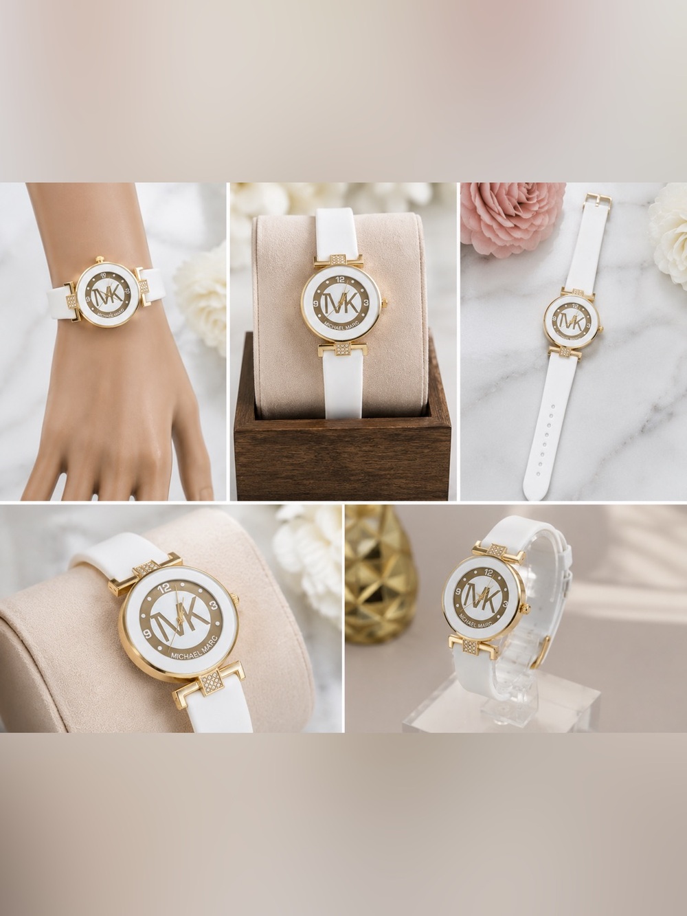 Luxury White & Gold Diamond-Studded Watch
